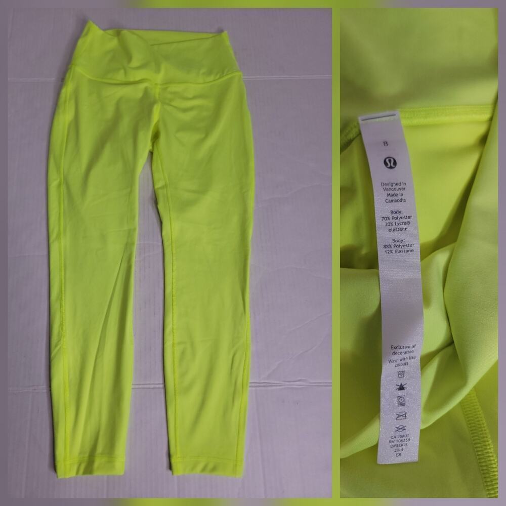 Lululemon Wunder Under High-Rise Tight Sz 8 Womens 25" Highlight Yellow W5EKJS